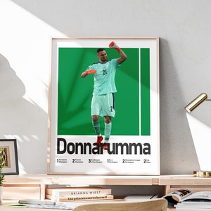 Gianluigi Donnarumma, druckbarer Fußball Poster, italienischer Torhüter, Spielzimmer Druck, Donnarumma Wandkunst, inklusive Fußballtitel