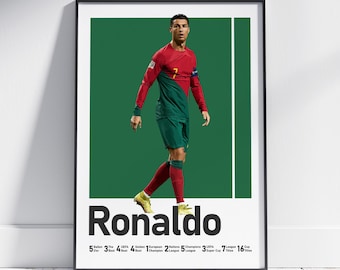 Cristiano Ronaldo Portugal Soccer Art, Football Legend Print, Modern Sports Decor, Goal Decor