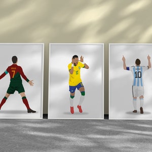 Printable Ronaldo Neymar Messi Wall Decor, Set of 3 Prints