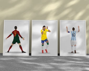 Printable Ronaldo Neymar Messi Wall Decor, Set of 3 Prints