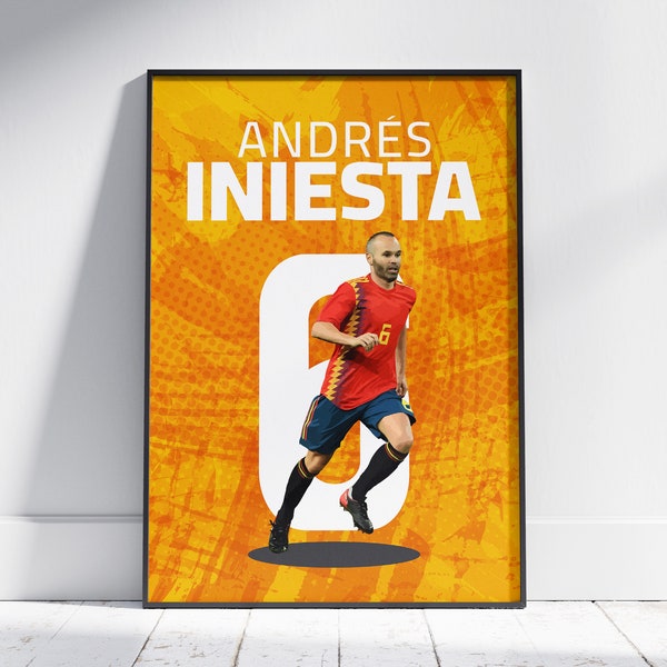 Unforgettable Spanish Soccer Legend, Andres Iniesta Poster, Minimalist Sports Gift for Football Enthusiasts, Downloadable Soccer Decoration