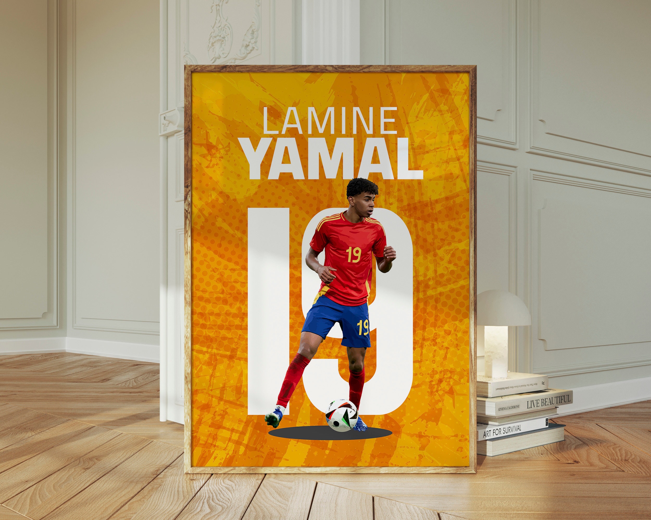 yama 出品　ポスター5枚 印刷可能なサッカー デザイン、ラミン ヤマル ポスター、スペインの