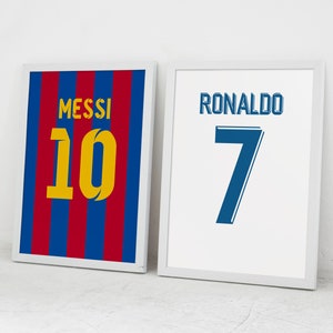 Downloadable Messi Ronaldo Jersey Wall Art, Printable Football Jersey Wall Art, Set of 2 Prints, Digital Soccer Prints