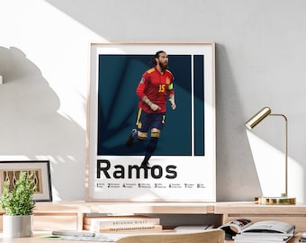 Printable Sergio Ramos Poster, Man Cave Decoration, Ramos Lovers Gift, Gifts for Boyfriend, Included Football Titles