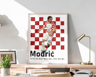 Afdrukbare Luka Modric-poster, een van de beste spelers, Kroatische voetballer, Modric-muurkunst, sportposter, inclusief voetbaltitels