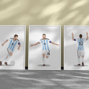 Digital Lionel Messi Argentina Posters, Set of 3 Wall Arts