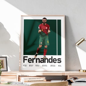 Printable Bruno Fernandes Poster, Portugal Soccer Print, Man Cave Decor, Gift for Nephew, Fernandes Minimalist Art, Soccer Titles Included