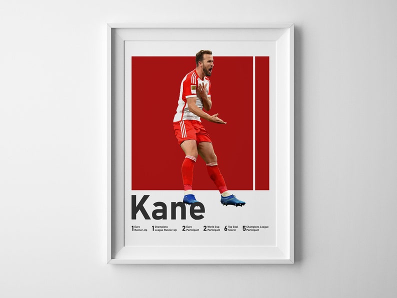 Harry Kane Soccer Poster, English Forward, Man Cave Decor (printable ...