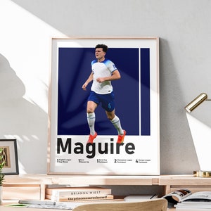 Druckbares Harry Maguire Poster, Fußballdruck, englischer Verteidiger, Jungenzimmerdekor, Maguire Wandkunst, inklusive Fußballtitel