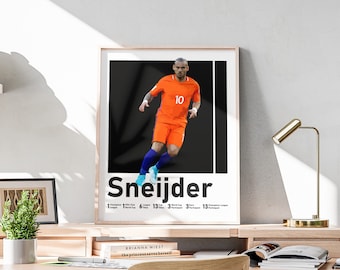 Wesley Sneijder Poster, Dutch Football Art (Digital Download)