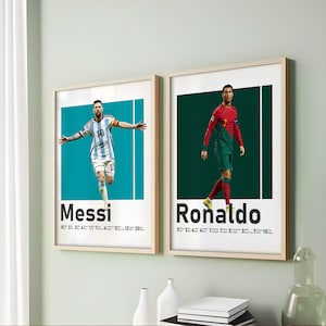 Printable Ronaldo Messi Posters, National Teams with Soccer Titles, Football GOATs Prints, Set of 2 Prints, Argentina Portugal Squad