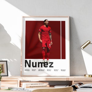 Printable Darwin Nunez Poster, Uruguay National Forward, Nunez Print, Soccer Wall Art, with Soccer Titles