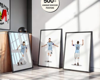 Paquete de ilustraciones de Lionel Messi de Argentina, decoración futbolística para el hogar, arte mural de Messi