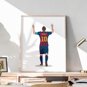 Lionel Messi Celebration, Soccer Illustration, Football Goat Messi, Messi Hand Drawn Poster, Soccer Wall Art, Sport Room Decor