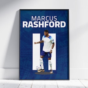 Póster de Marcus Rashford: decora tu pared con arte de fútbol imprimible, selección inglesa, impresión de acción de fútbol, 20 x 25 cm