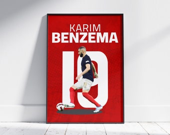 Póster de Karim Benzema, Francia, fútbol, decoración de pared para oficina deportiva (descarga digital)