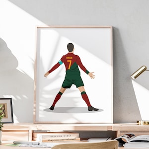 Cristiano Ronaldo Hand Drawn Poster, Football Illustration, Soccer Goat Ronaldo, Portuguese Footballer, Football Wall Art, Sport Room Decor