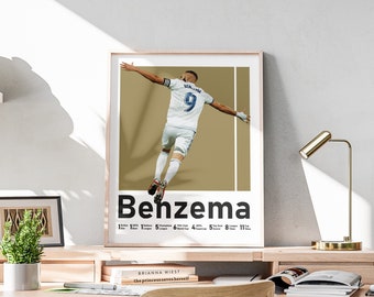 Affiche de football de Karim Benzema, impression footballeur français (téléchargement numérique)