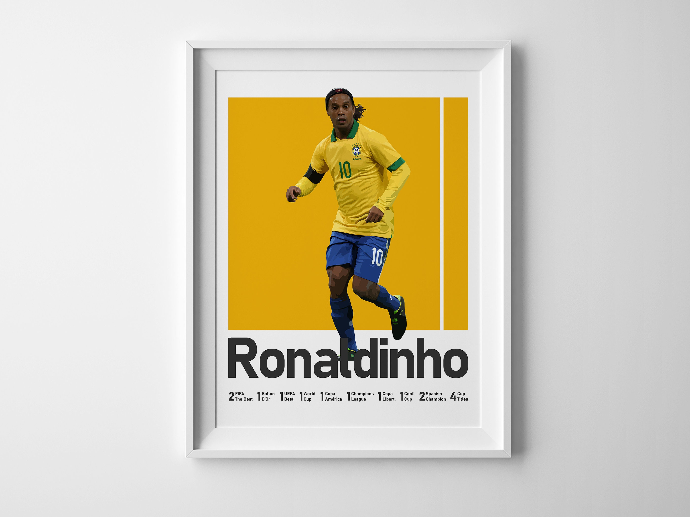ロナウジーニョのポスター、ブラジルサッカー界のレジェンド、ウォール 