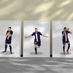 Messi Neymar Mbappe Printable Posters, Set of 3 Posters