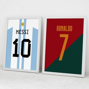 Printable Messi Ronaldo National Team Jersey, Soccer Wall Art, Soccer GOATs Poster, Set of 2 Prints