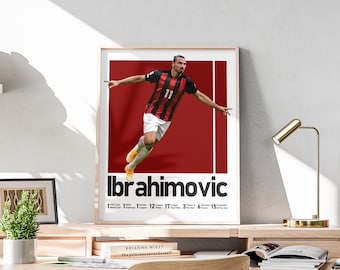 Zlatan Ibrahimovic Football Poster, Sport Art Print (Digital Download)
