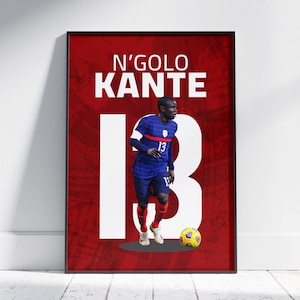 Póster imprimible de N'Golo Kanté, futbolista de la selección francesa, regalo para los amantes de Kanté, decoración para aficionados al fútbol, 50 x 70 cm