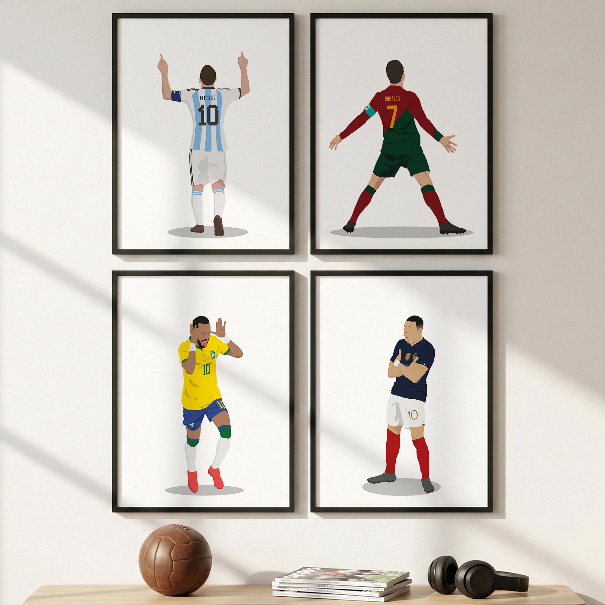 Hand-drawn Soccer Icons Set of 4, Neymar Messi Ronaldo Mbappe - Etsy