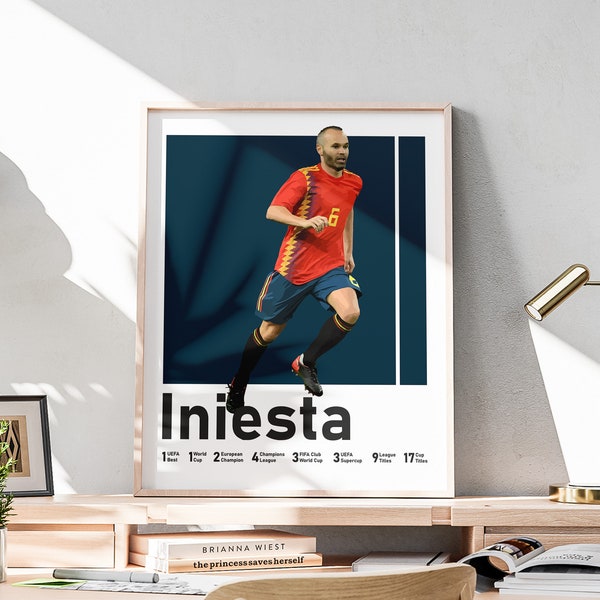 Printable Andres Iniesta Poster, Spanish Soccer Legend, Iniesta Lovers Gift, Gifts for Husband, Man Cave Decors, Include Football Titles,