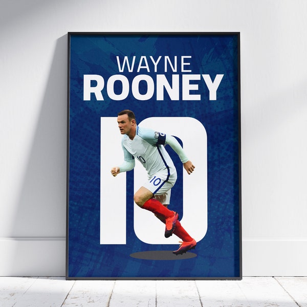 Printable Soccer Art, Wayne Rooney Poster, English Legend, Nostalgic Football Illustration, Modern Poster Style, Extra Large Decoration