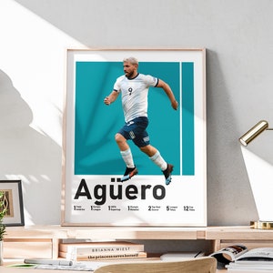 Printable Sergio Agüero Poster, Football Print, Argentinian Forward, Kun Aguero Decoration, Boyfriend Gifts,Included Football Titles