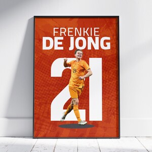Ilustração de Frenkie de Jong, pôster digital de futebol, meio-campista da seleção holandesa, enfeite de quarto de menino, decoração de parede tamanho A3