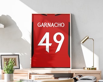 Printable Alejandro Garnacho Shirt, 2023-2024 Kit, Garnacho Jersey, French Defender, Soccer Decorations, Instant Download