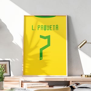 Lucas Paqueta Jersey, Printable Brazil Football Shirt, Paquetá Brasil Print, Soccer Themed Poster, Gift for Football Fans