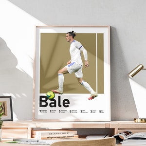 Printable Gareth Bale Poster, Welsh Football Winger, Bale Wall Art, Soccer Print, Men Room Decoration, Included Football Titles