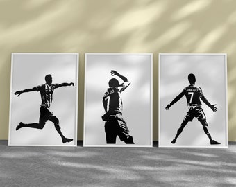 Printable Cristiano Ronaldo Black and White Posters, Set of 3 Prints