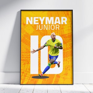 Neymar Junior Design Poster, Brazilian Football Star, Brazil National Soccer Team, Gift to Grandson, Present Ideas for Sport Enthusiasts