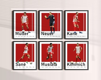 Pacote de pôsteres de jogadores de futebol, impressões de jogadores de futebol (download digital)