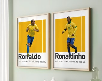 Ronaldinho and Ronaldo Nazario Poster Set, Brazilian Soccer Legends (Digital Download)
