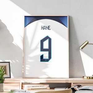 Printable Harry Kane Jersey Print, England Football Shirt, Ready to Print, Sport Themed Poster, Gift for Boyfriend, Kane England Print