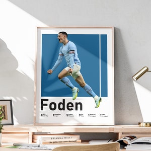 Phil Foden Poster zum Ausdrucken, englischer Fußball Mittelfeldspieler, Foden Wandkunst, Fußball Poster, Geschenk für Teenager, Sport Dekoration, Fußballer Geschenk