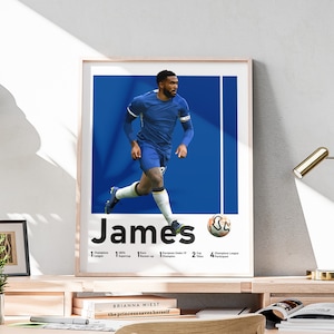 Printable Reece James Poster, English Soccer Defender, Boys Room Ornaments, Reece James Wall Art, Gift for Boys, Inspirational Sport Print
