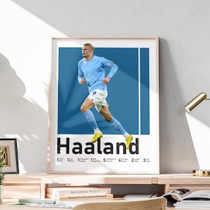 Regalo imprimible para fanáticos de Haaland, póster de Erling Haaland, regalo para sobrinas, estrella del fútbol noruego, regalos de compañero de trabajo masculino, descarga instantánea
