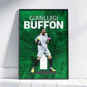 Ilustración de fútbol imprimible, póster de Gianluigi Buffon, legendario portero italiano, impresión motivacional de fútbol, regalo para un fan de Buffon