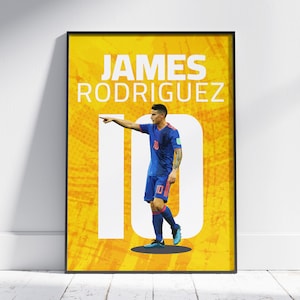 Póster digital de James Rodríguez, estrella del fútbol colombiano, regalo para un aficionado al fútbol, decoración de futbolista, adornos deportivos para habitación de niño
