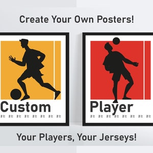 Custom 2 Football Players Poster, Customizable Soccer Poster,  Sports Themed Wall Art