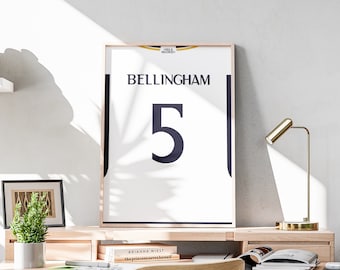 Jude Bellingham jersey poster, voetbalkamerdecoratie (digitale download)