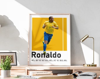 Ronaldo Fenomeno, Soccer Legend, Printable Ronaldo Nazario Poster, Brazilian Football Icon, Gift for Boyfriend, Included Football Titles