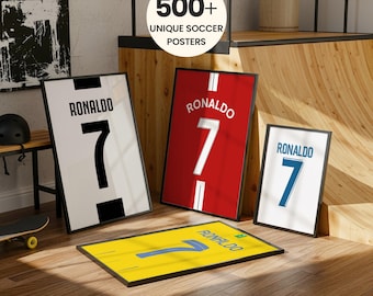 Cristiano Ronaldo All Career Jerseys Bundle , CR7 Football Shirts Prints, Four Football Posters