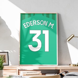 Printable Ederson 2023-2024 Season Soccer Jersey, Brazilian Football Goalkeeper Poster, Instant Download